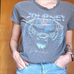 Journey band tee lightly distressed grey tshirt